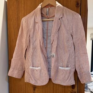 Michael Stars Pink and White Striped Blazer